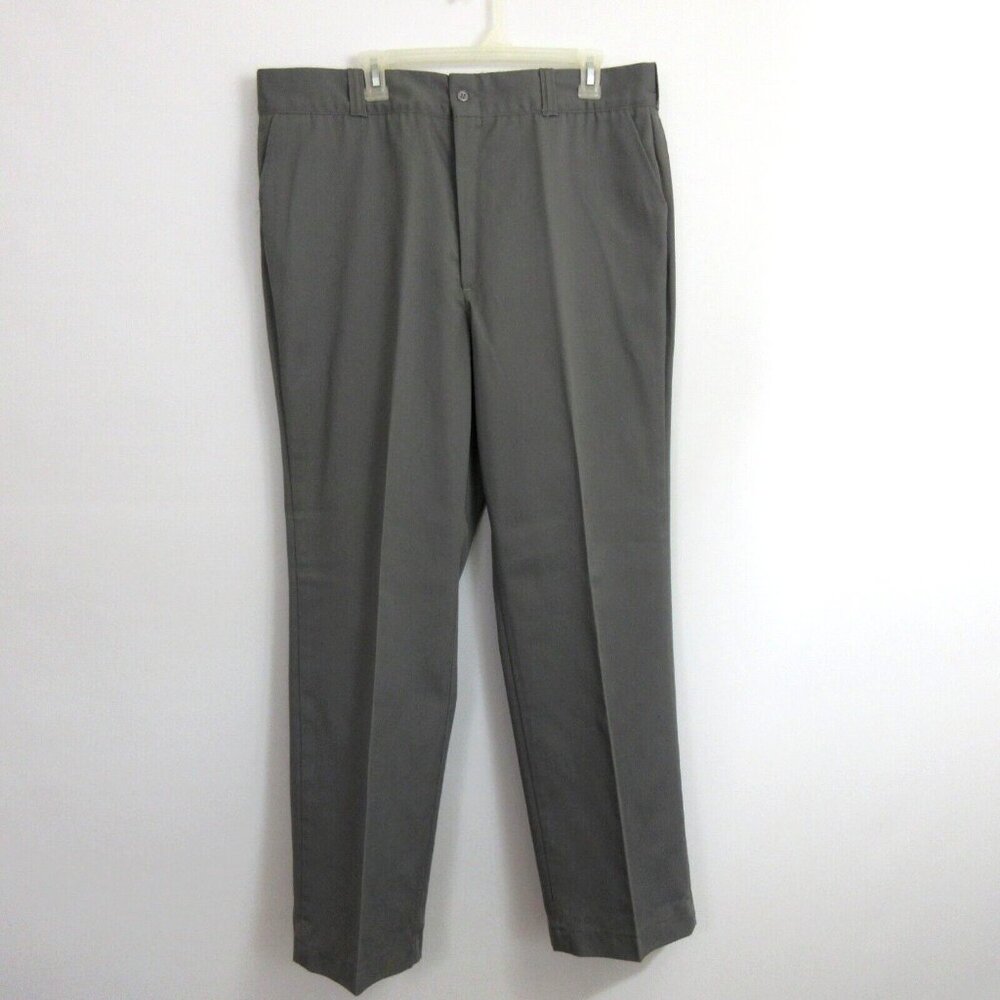 Red Camel Khakis Chino Twill Pants Flat Front Slacks Cotton Gray 40W x 31L USA